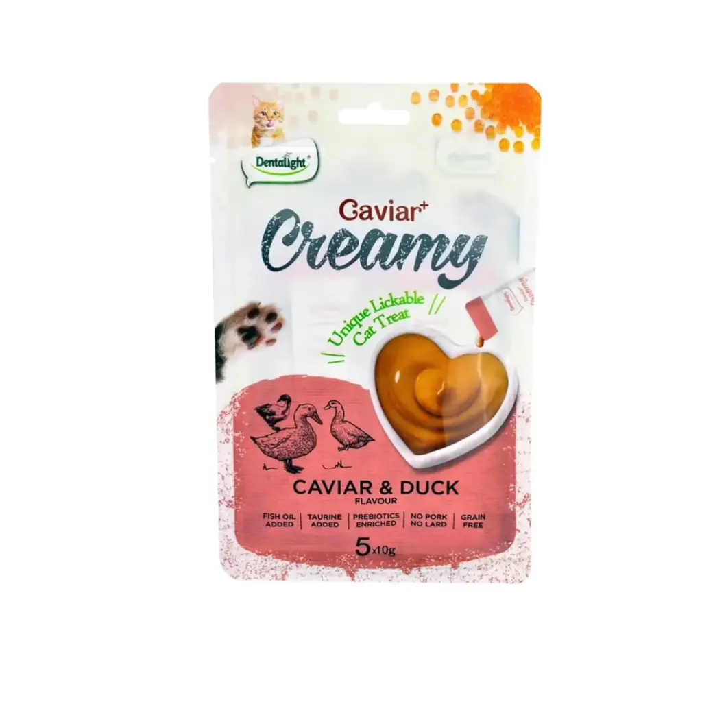 [DL11452] Dentalight Caviar+ Creamy Duck Lickable Cat Treats - 5x10g