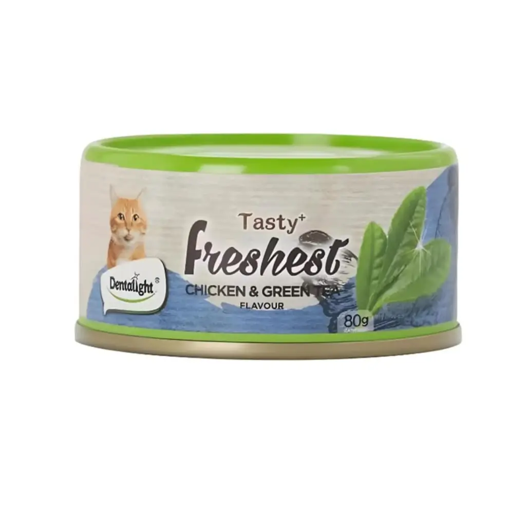 [DL11551] Dentalight Dentalight Tasty Freshest Cat Treat in Can Chicken & Green Tea 6x80g (Cat) – 80g