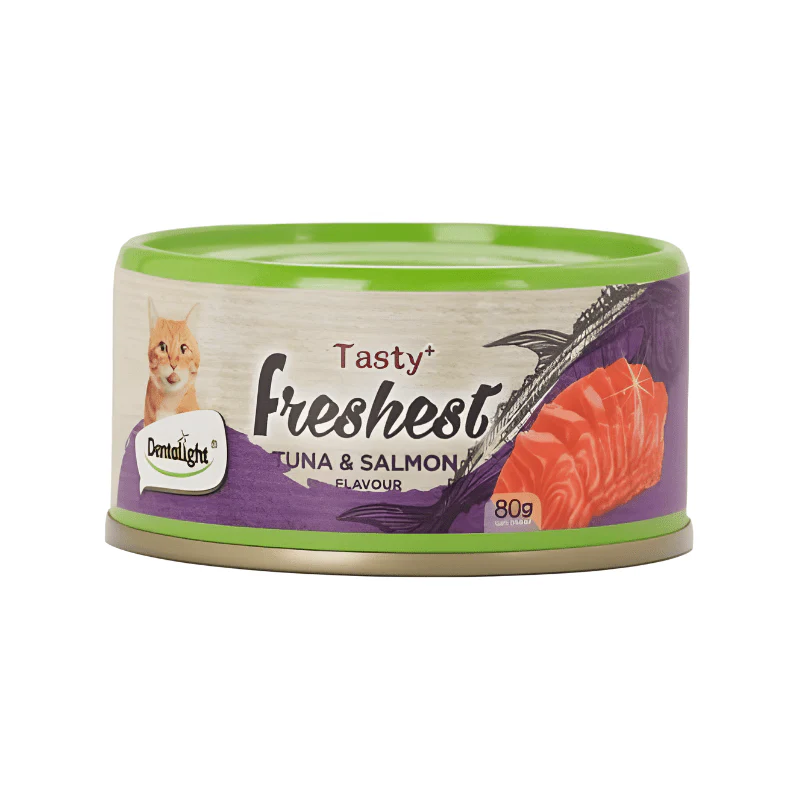 Dentalight Tasty Freshest Cat Treat in Can Tuna & Salmon 80g