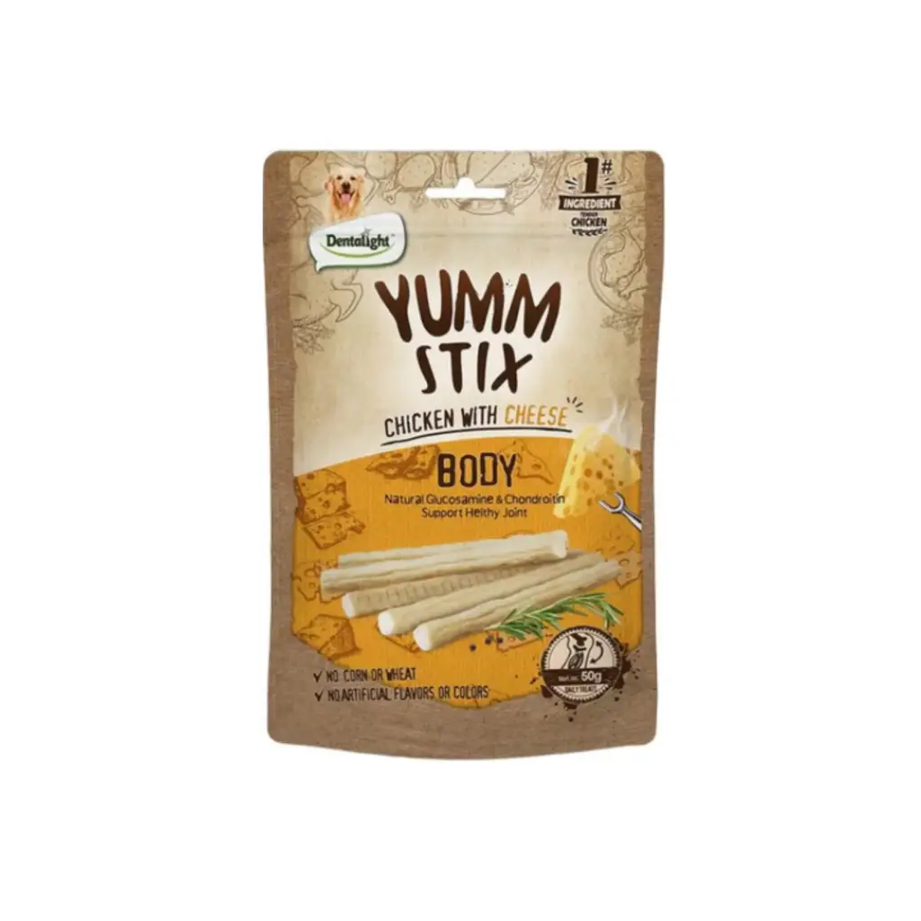 [DL10851] Dentalight Yumm Stix Dog Treat 50g - Chicken With Cheese
