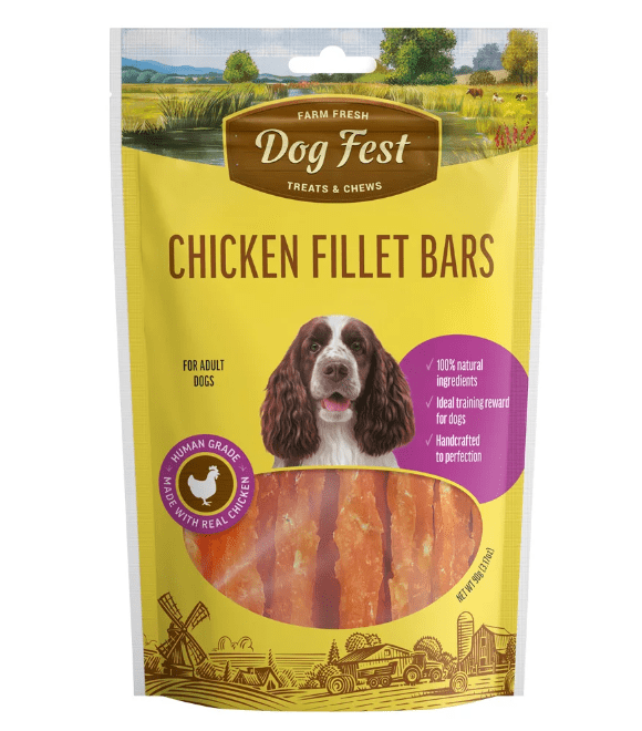 [79212709] Fest Chicken Fillet Bars For Adult Dogs Treat Pouch 90g