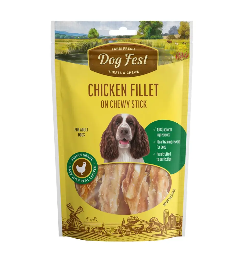 Dog Fest Chicken Fillet On A Chewy Stick For Adult Dogs Treat Pouch 90g