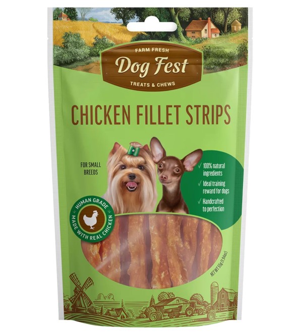 [79711502] Dog Fest Chicken Fillet Strips For Mini-Dogs Treat Pouch 55g