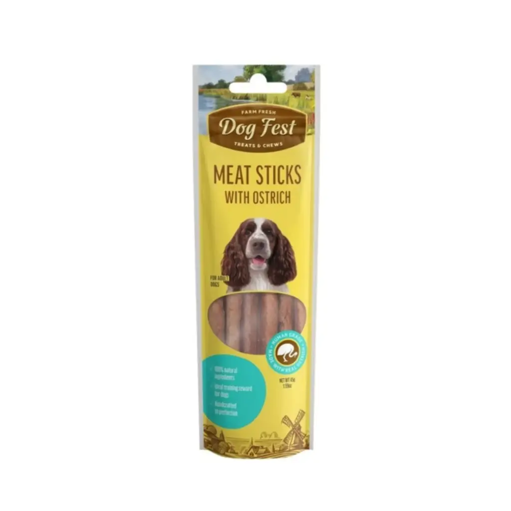 Dog Fest Ostrich Meat Sticks Savory Adult Dog Treats - 45g