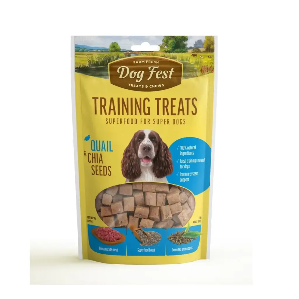 [79711915] Dog Fest Training Treats Quail & Chia Seeds Treat Pouch 90g