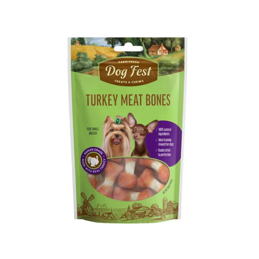 [79208917] Dog Fest Turkey Meat Bones For Small Breeds Treat Pouch 55g