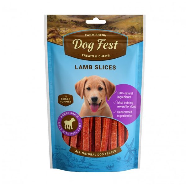 Dog Fest Lamb Slices for Puppies Puppy Dog Treats - 90g