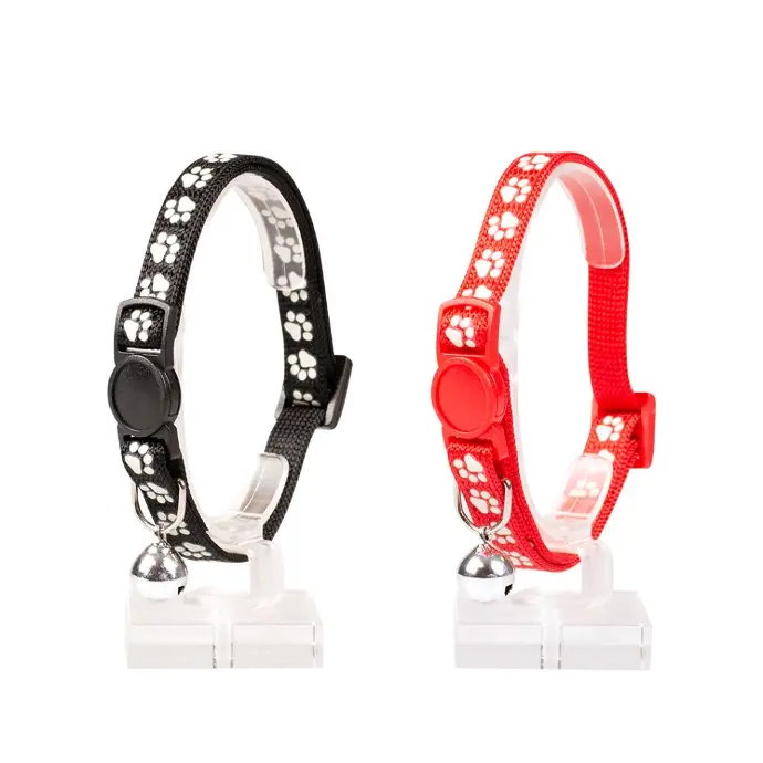 Duvo Cat Collar Nylon Mixed Colors 20 - 30cm / 10mmPattern/Texture Paws-1pc