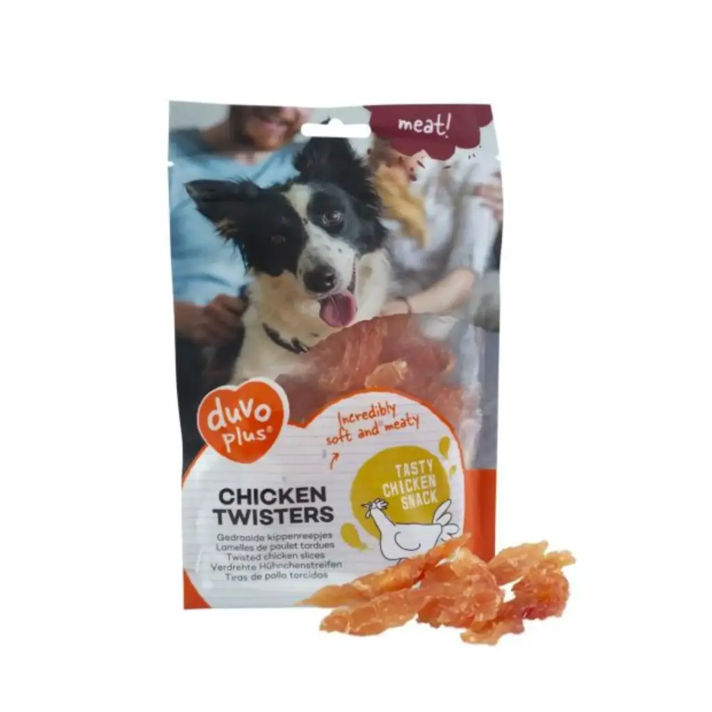 Duvo Chicken Twisters Dog Snack Pouch 80g