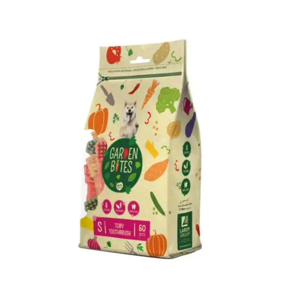 [LR11651] Duvo Garden Bites Toby Toothbrush Vegan Dental Dog Treats - 500g