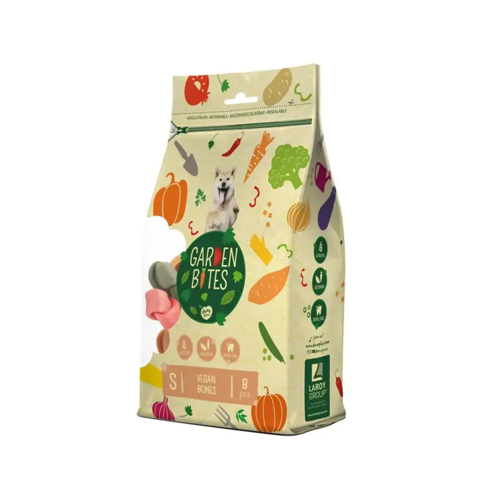 [LR10087] Duvo Garden Bites Vegan Bones Treat Pouch 11cm, 8 Pcs, Mix Colors, Small