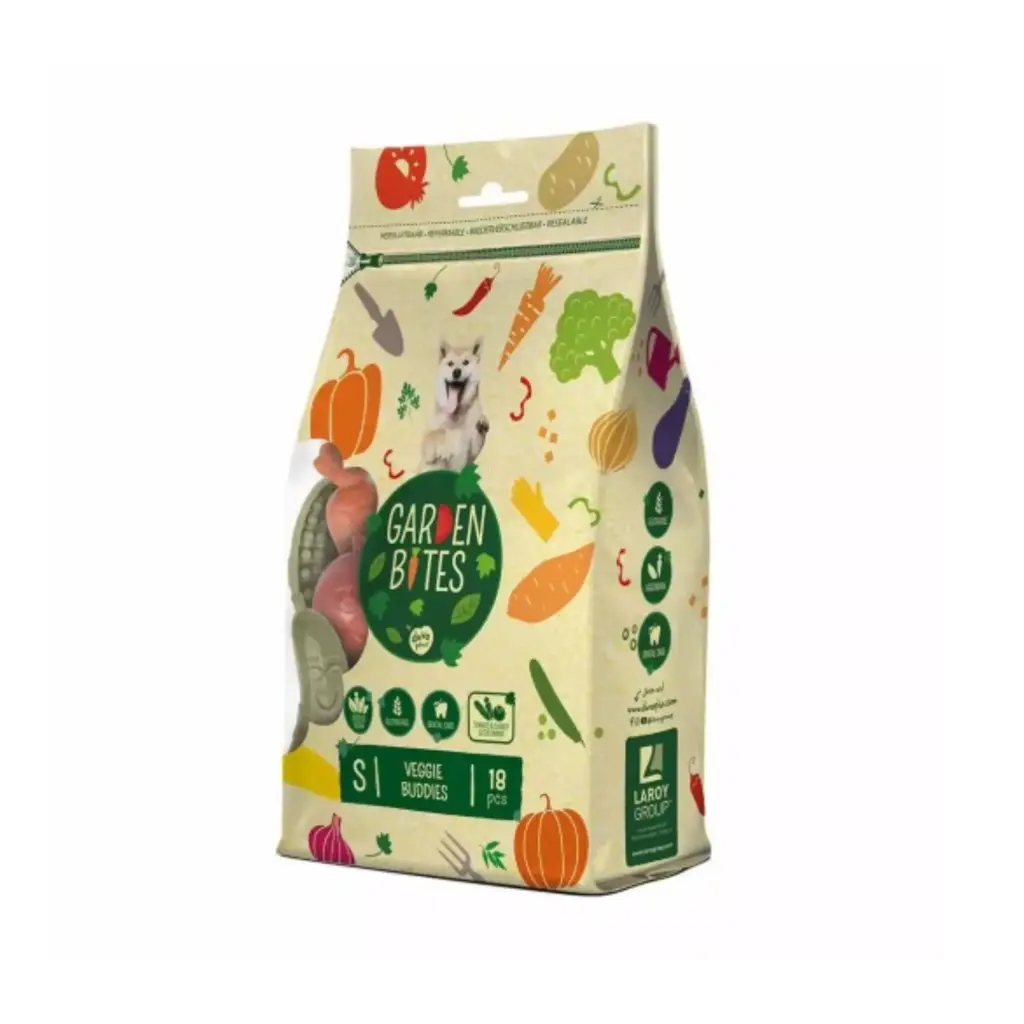 [LR11649] Duvo Garden Bites Veggie Friends Treat Pouch 270g, 18 Count, 6cm, Mixed Colors – 270g