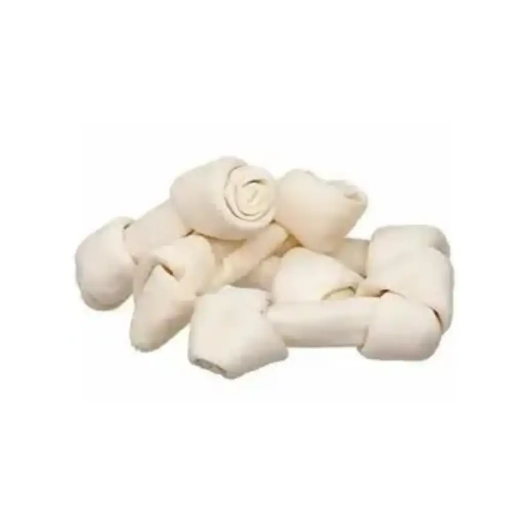 [LR181000] Duvo Knotted Bone Rawhide Dog Treat Pack - 9cm - 4 pc
