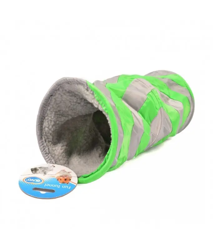 Duvo Grey & Green Interactive Pet Play Tunnel - 35cm