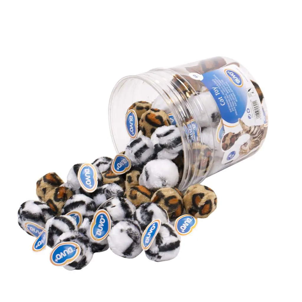 [LR1717101] Duvo Plush Safari Ball Tube Mixed Interactive Cat Toys - 60 pc