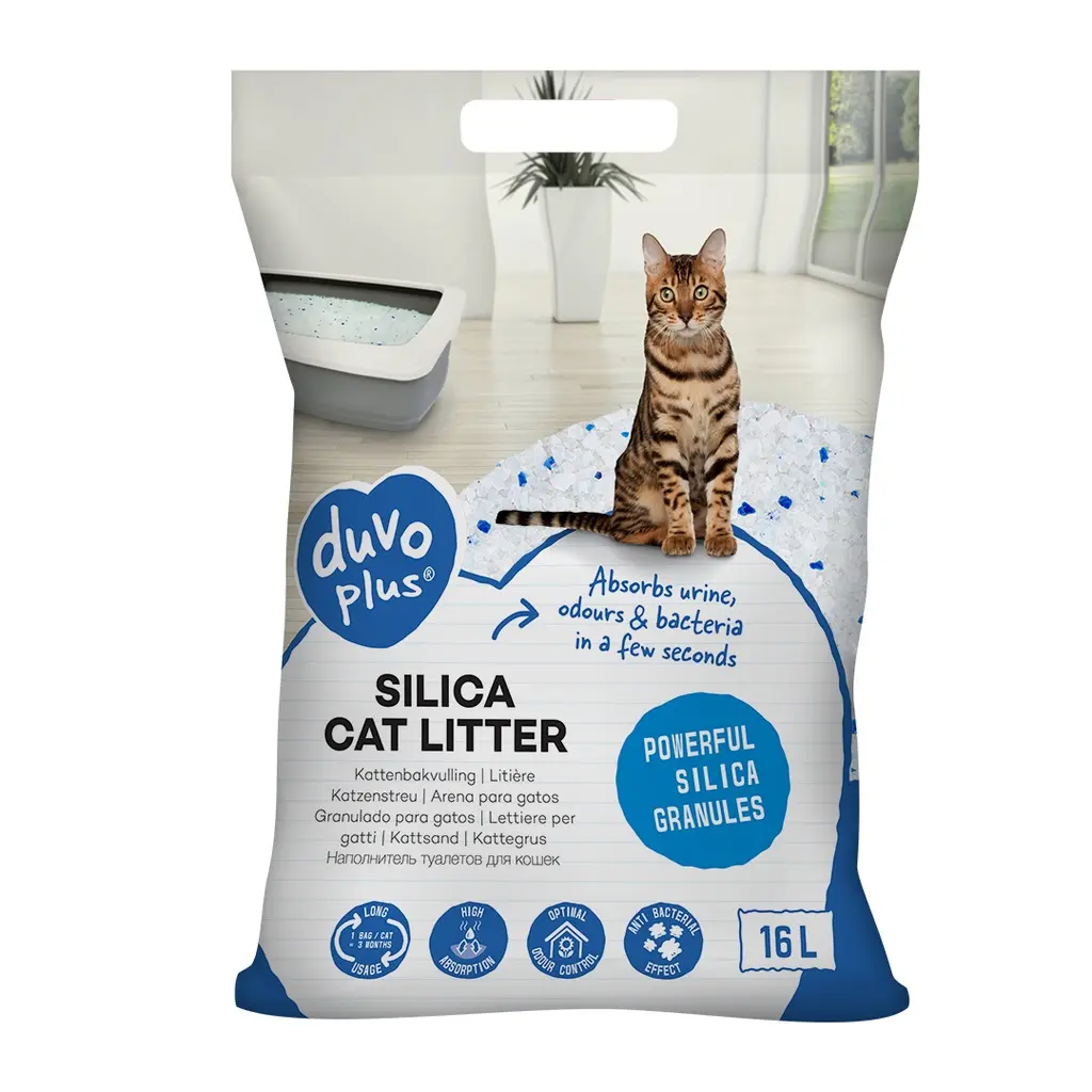 Duvo Premium Unscented Silica Crystal Cat Litter - 16L
