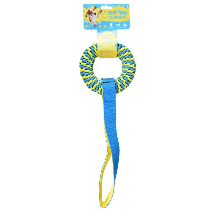 [LR12774] Duvo Supa Nylon Tug Hoop 50 x 15cm - Blue/Yellow