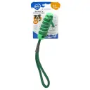 Duvo+ Swing 'N Chew Dog Toy – Green (12.2cm)Durable Rubber & Rope for Fetch, Tug & Dental Health