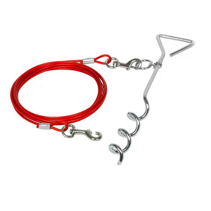 [LR89070303] Duvo Red Tie-Out Stake with Rope for Dogs - 40cm