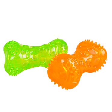 Duvo Tpr Bone Squeaky Orange/Green 9.5cmLength: 9.5cm