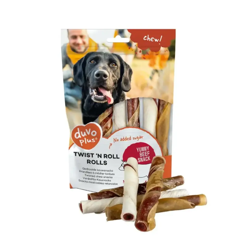 [LR12660] Duvo Twist N Rolls Beef Flavor Dog Treats - 12.5cm - 5 pc