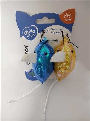 Duvo+ Blinky Mice Blue & Yellow Interactive Cat Toys - 2 pc