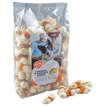 [LR11998] Duvo+ Chicken & Rawhide Small Bone Dog Treats - 1000g - 13 pc