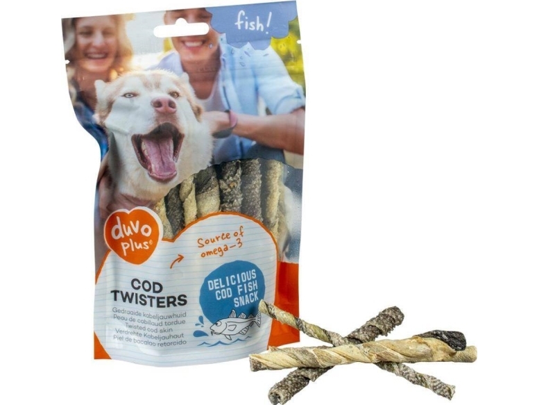 Duvo+ Cod Twisters Treat Pouch 100g, 21 count