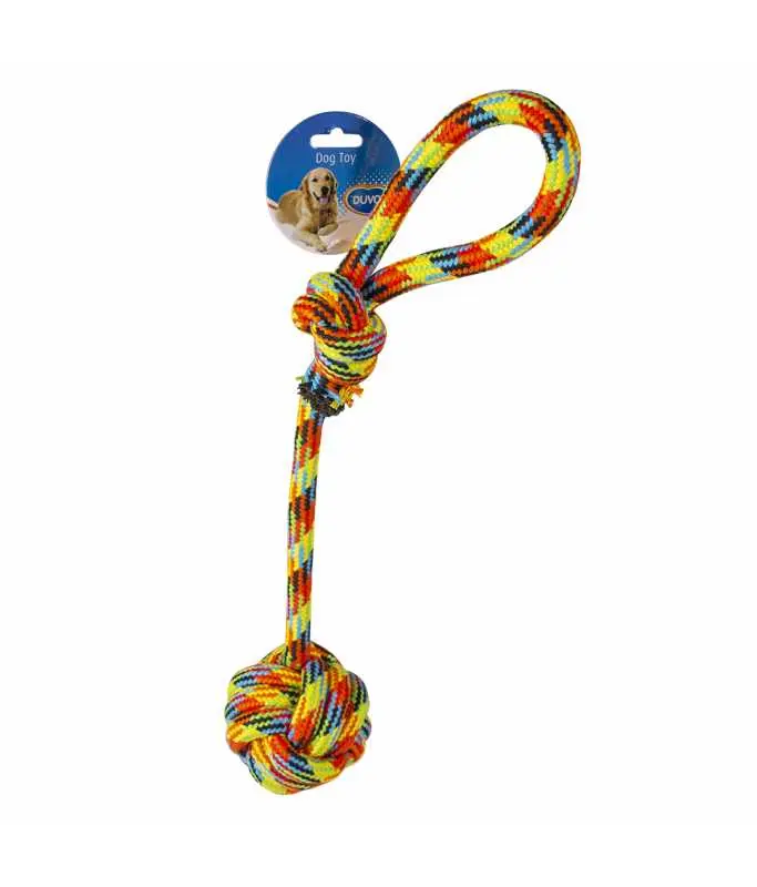 Duvo+CottonRopeWithBallAndLoopBeach-54cm