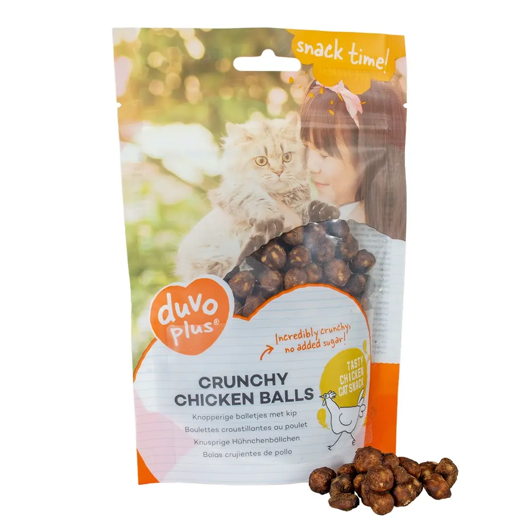 Duvo+CrunchyChickenBallsforCats50g