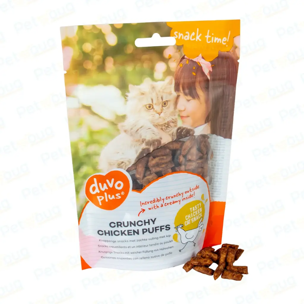 Duvo+ Crunchy Puffs Chicken Cat Treats Bag 50g