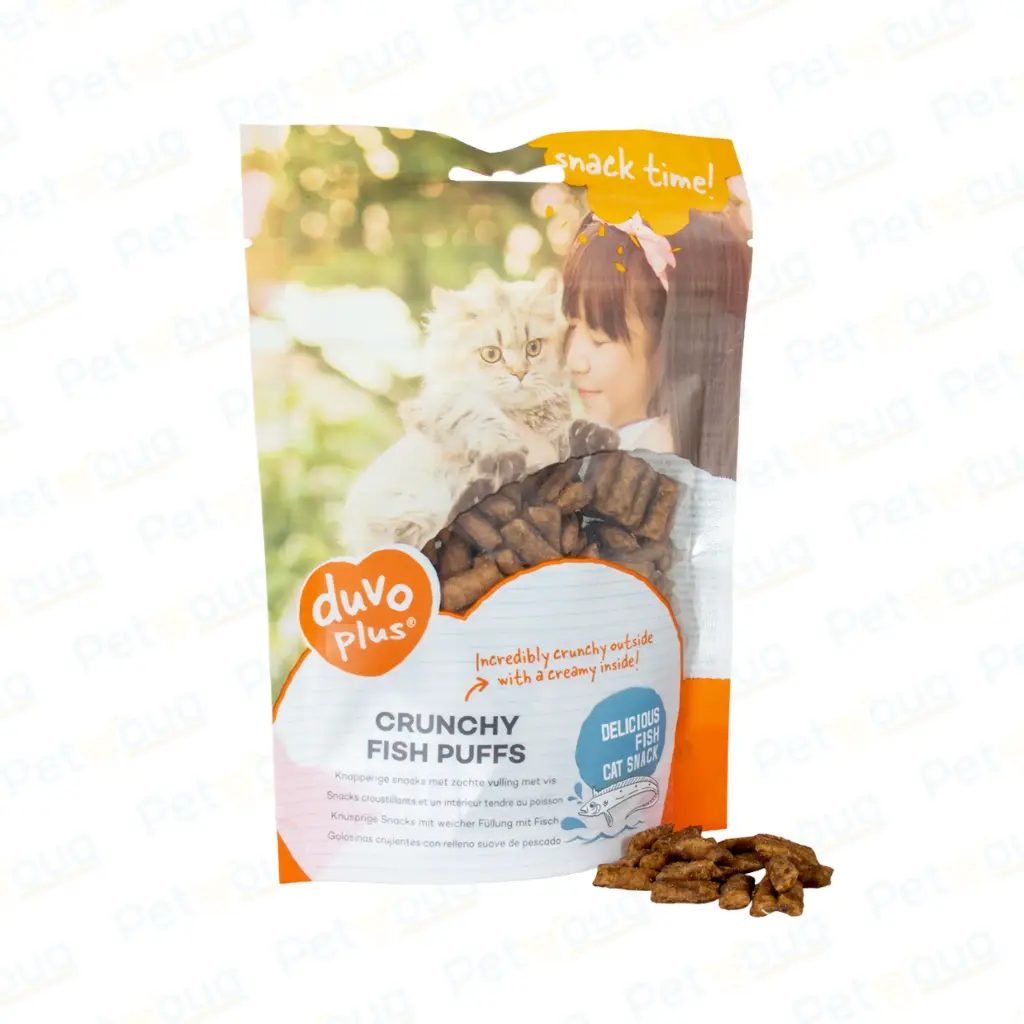 Duvo+ Crunchy Puffs Fish Cat Treats Bag 50g