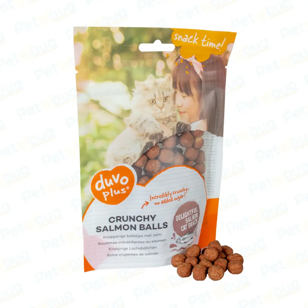 [LR15536] Duvo+ Crunchy Balls Salmon Flavor Cat Treats Bag - 50g
