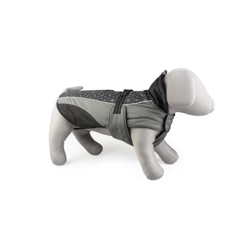 [LR13207] Duvo+ Hi-Vis Casual Black & Grey Dog Jacket - 50cm - Medium