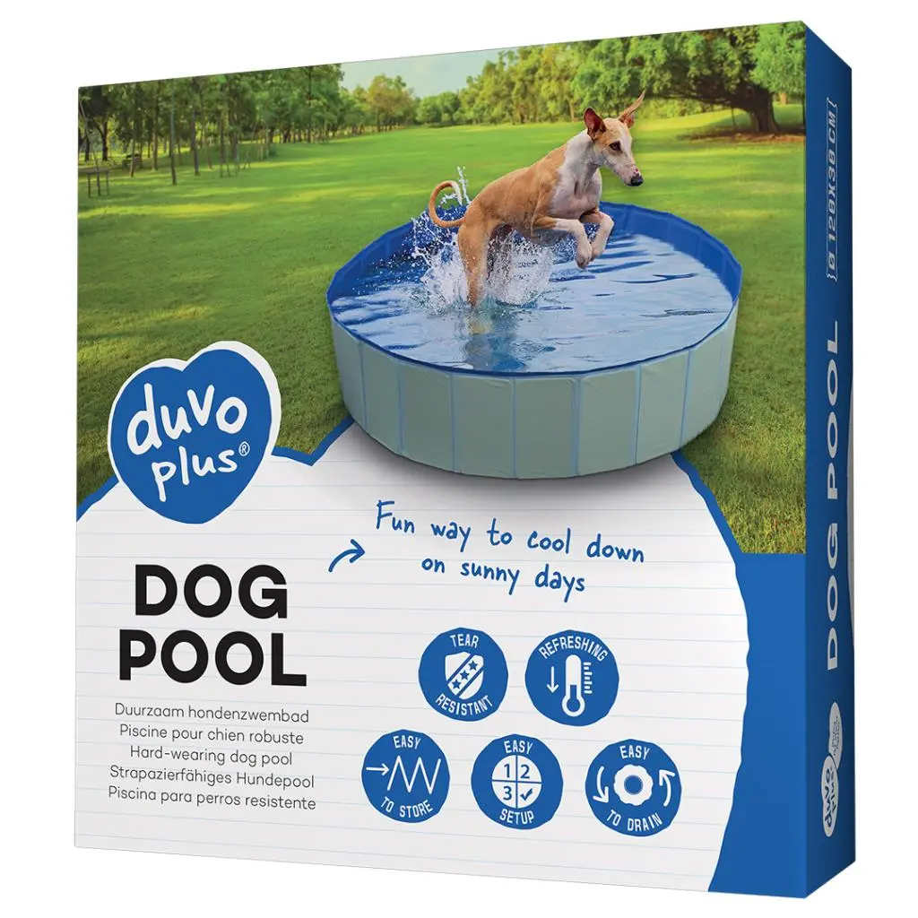 Duvo+ Foldable Dog Pool - Blue (120x30cm) - Durable & Portable Summer Fun