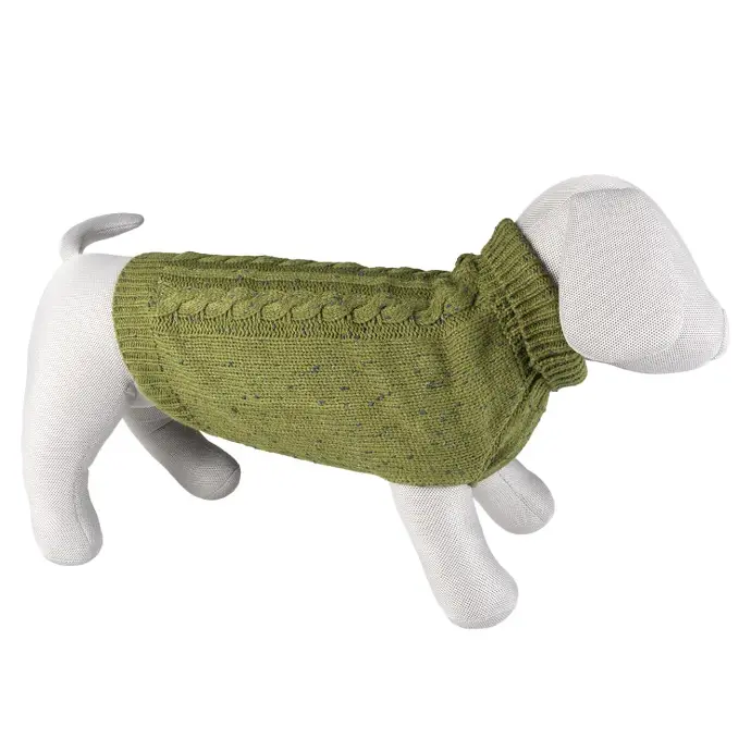 [LR13227] Duvo+ Cozy Green Knit Dog Sweater - Medium
