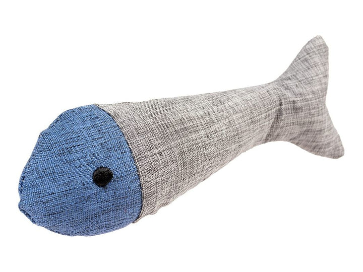 [LR14629] Duvo+ ECO Navy Blue & Grey Catnip Fish Cat Toy - 13.5cm