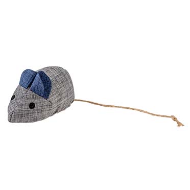 Duvo+ ECO Navy Blue & Grey Catnip Mouse Cat Toy - 8.5cm