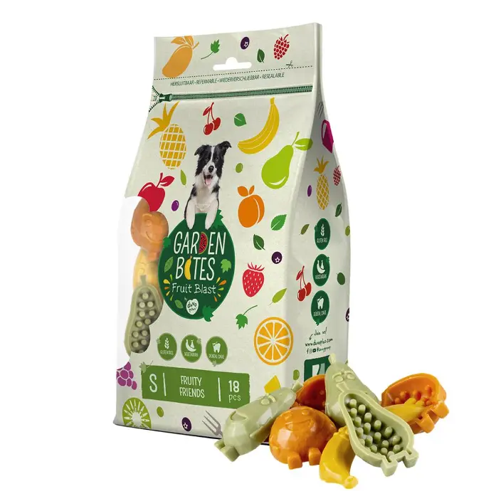 [LR12711] Duvo+ Garden Bites Fruity Friends Vegan Dog Treats - 7cm - 18 pc