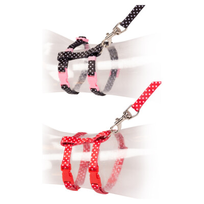 Duvo+ Kitten Walking Set White Dots Black/Red 15-25cm / 8mm-125cm 