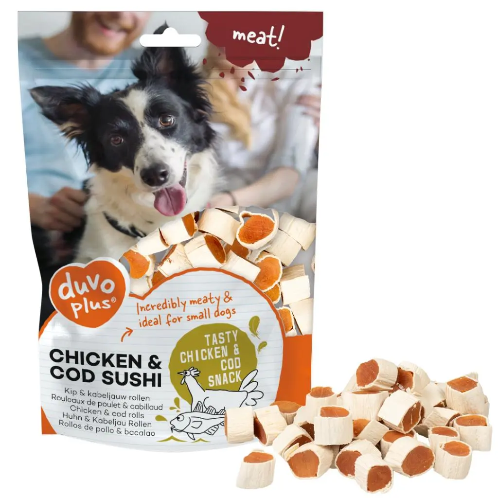 [LR12460] Duvo+ Chicken & Cod Sushi Savory Dog Treats - 180g