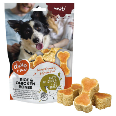 [LR12475] Duvo+ Rice Bones with Chicken Savory Dog Treats - 140g