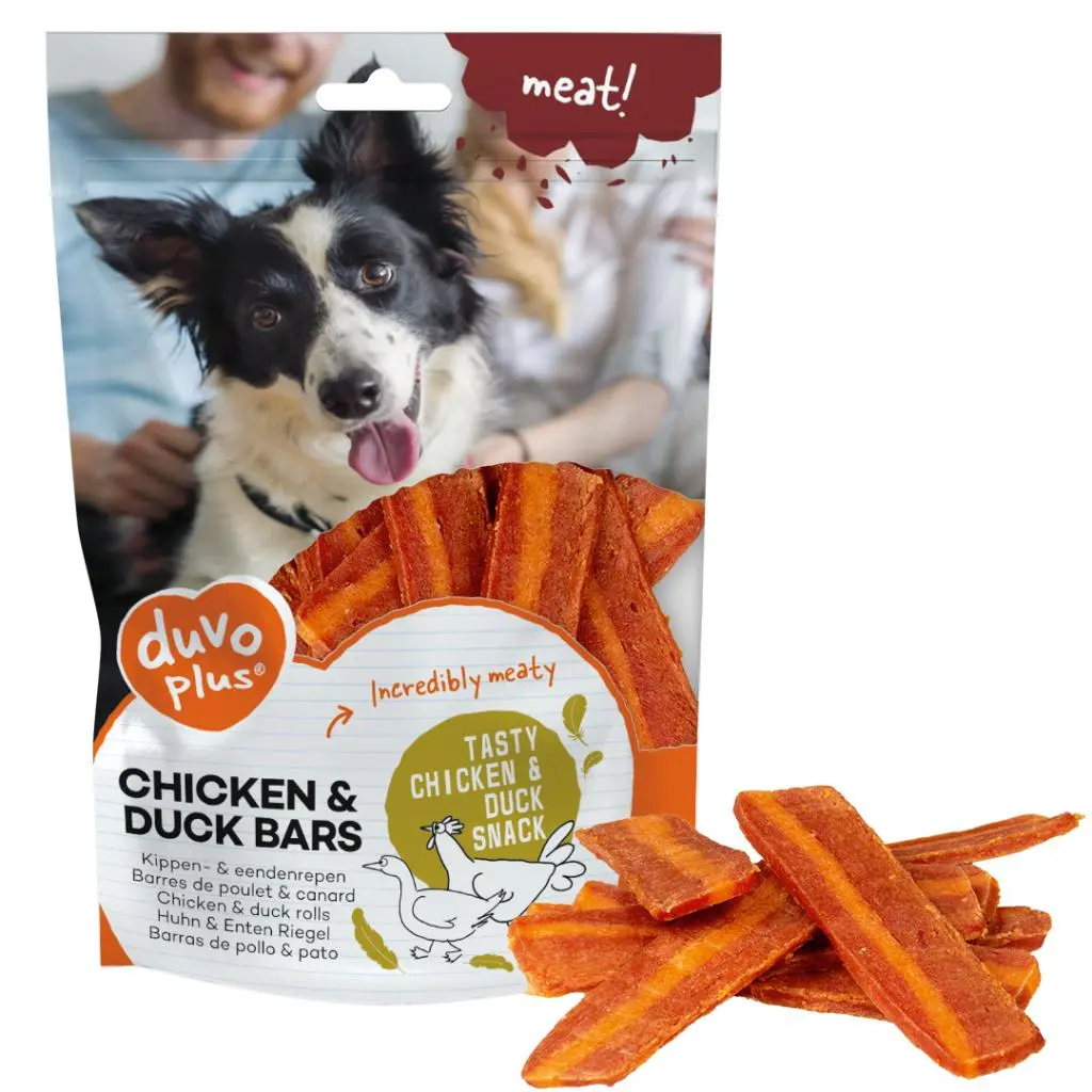 [LR12462] Duvo+ Chicken & Duck Bars Savory Dog treats - 100g - 9 pc