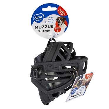 [LR12332] Duvo+ Durable Black Rubber Dog Muzzle - Large