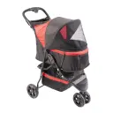Duvo+ 3-Wheel Pet Buggy (Black/Red) – Compact Stroller for Dogs & Cats up to 15kg (79x55x99cm)