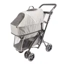 Duvo+ Pet Buggy Deluxe (Grey) – 4-Wheel Stroller with Detachable Carrier | Max 15kg, 79x46x99cm