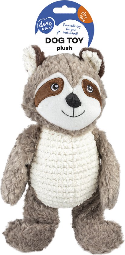[LR13426] Duvo+ Plush Raccoon Tummy Soft Dog Toy - 37cm - Medium