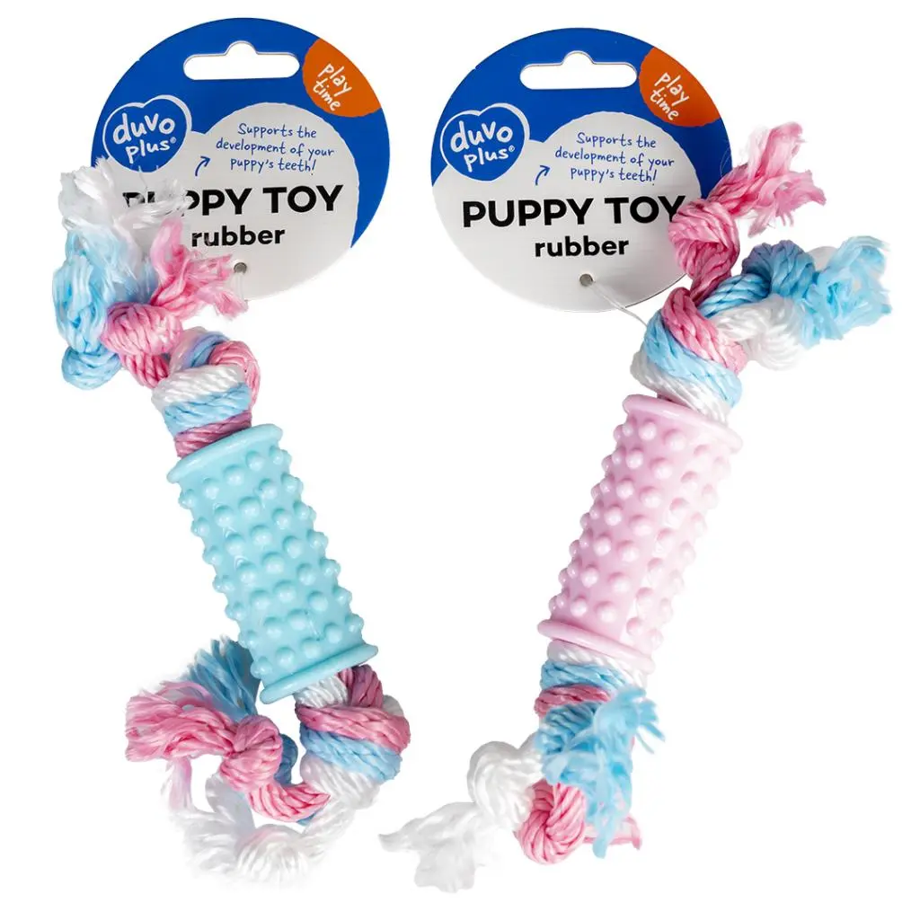 Duvo+PuppyToyTPRStickwithNylonRope20cm