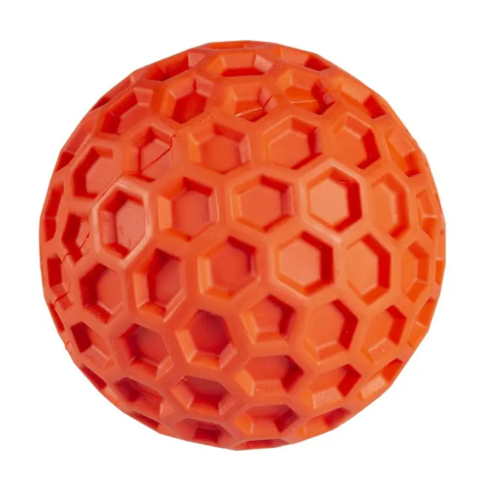 [LR13715] Duvo+ Rubber Hexagon Ball Squeak 8x8x8cm, Red