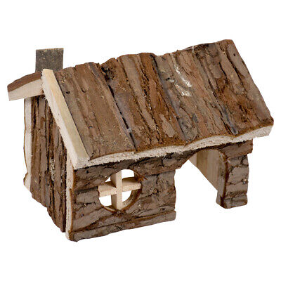 [LR10239] Duvo+ Wooden Bark Lodge Small Animal House - 15x11cm